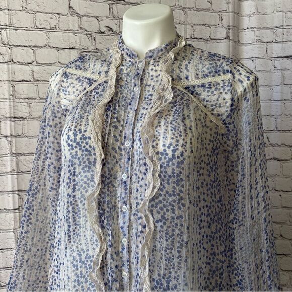 Carling in Love paris top printed ruffle button top Medium - Picture 10 of 14